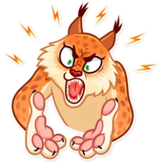 😠 lynx, angry, cat, cartoon, animal, sticker whatsapp sticker