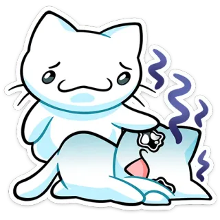 ⭐ cat, sad, sick, cartoon, exhausted, cartoon cat telegram sticker