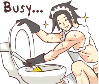 💩 Busy... 청소, 화장실, 메이드, 바쁨, 애니메이션, 유머 whatsapp sticker
