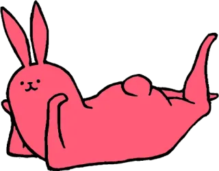 😀 Hase, Häschen, liegend, rosa, Cartoon, Tier whatsapp sticker