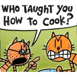 🙀 Petey and Li'l Petey Dog Man WHO TAUGHT YOU HOW TO COOK? whatsapp sticker