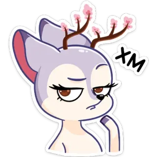 🤔 XM Hirsch, Tier, Cartoon, Süß, Geweih, Illustration whatsapp sticker