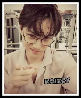 😏 KAIXCY man, glasses, portrait, fitness, gym, male telegram sticker