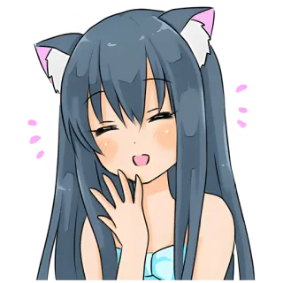 😂 Ragazza anime, Orecchie da gatto, Carino, Kawaii, Manga, Cartone animato, Neko telegram sticker