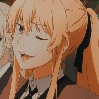 ❤️ Mary Saotome Kakegurui Anime, Kakegurui, Mary Saotome, Personnage, Cheveux blonds, Clin d'œil telegram sticker
