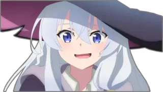 😨 Anime Mädchen, Hexe, weißes Haar, blaue Augen, lächelnd telegram sticker