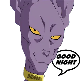 🛌 Beerus Dragon Ball GOOD NIGHT 动漫, 龙珠, 比鲁斯, 晚安, 贴纸, 卡通 telegram sticker