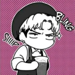 🤨 SIIP BLING มังฮวา, มังงะ, คาวาอิ, น่ารัก, กาแฟ, ผ้ากันเปื้อน whatsapp sticker