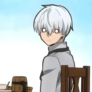 😐 Anime, Manga, Weiße Haare, Geschockt, Charakter, Illustration, Cartoon telegram sticker
