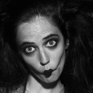 👀 woman, scary, makeup, face, halloween, horror, black and white telegram sticker