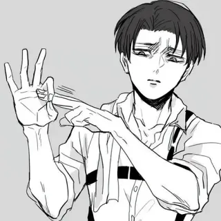 🍆 Levi Ackerman Attack on Titan Levi, Ackerman, Attack on Titan, Anime, Personagem, Gesto telegram sticker