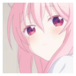 🤍 anime, różowe włosy, płacz, smutny, dziewczyna, słodki whatsapp sticker