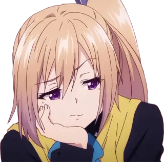 😒 anime, girl, pout, cute, sad, bored, cartoon telegram sticker