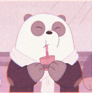 🥛 Panda We Bare Bears パンダ, ぼくらベアベアーズ, アニメ, 可愛い, 飲み物, アニメーション telegram sticker