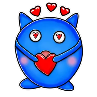 ❤️ Cartoon, Süß, Blau, Herz, Liebe, Emoji telegram sticker