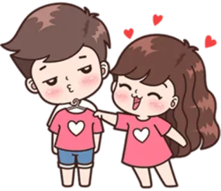 👕 amour, couple, dessin animé, cœur, affection, romance telegram sticker
