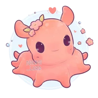 🐙 NAOMI_LORD cute, kawaii, pink, octopus, cartoon, animal telegram sticker