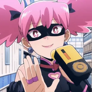 😉 Anime, Personaggio, Ragazza, Maschera, Capelli rosa telegram sticker