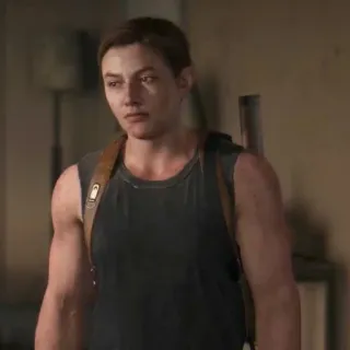 🪶 Abby The Last of Us Part II игра, персонаж, женщина, мускулистый, сильный, серьезный telegram sticker
