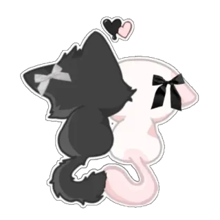🫥 แมว, น่ารัก, ริบบิ้น, หัวใจ, สัตว์ whatsapp sticker