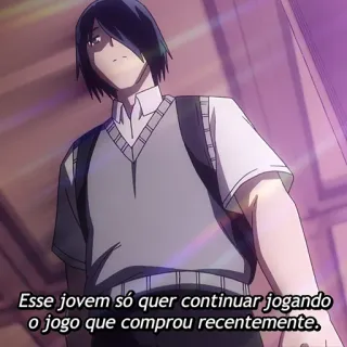 🕹 Ishigami Yu Kaguya-sama: Love Is War Esse jovem só quer continuar jogando o jogo que comprou recentemente. Аниме, Персонаж, Школьная форма, Студент, Мультфильм telegram sticker