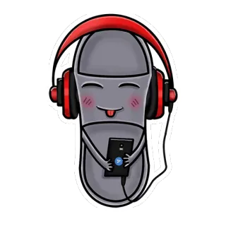 🎧 凉鞋, 耳机, 音乐, 卡通, 可爱, 快乐 whatsapp sticker