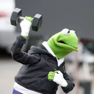 🤕 Kermit Kermit the Frog, weightlifting, exercise, gym, muppet, fitness telegram sticker