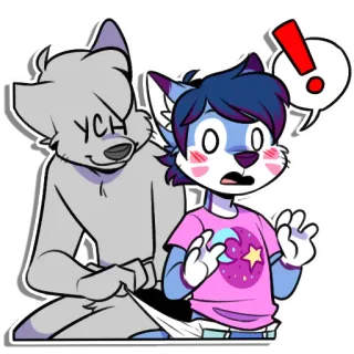 😱 YCH furry, anthro, wolf, cartoon, funny, cute, embarrassed telegram sticker