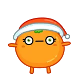 😱 boże narodzenie, pomarańcza, owoc, naklejka, czapka mikołaja, kreskówka telegram sticker