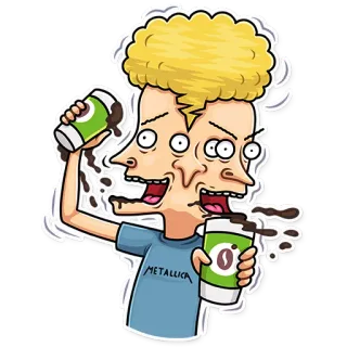 🤪 METALLICA Мультфильм, Кофе, Смешно, Анимированный, Юмор, Напиток, Metallica, Группа telegram sticker