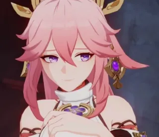🥺 Yae Miko Genshin Impact 动漫, 电子游戏, 原神, 八重神子, 粉色头发, 可爱 telegram sticker