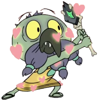 😯 cartoon, animated, character, hearts telegram sticker
