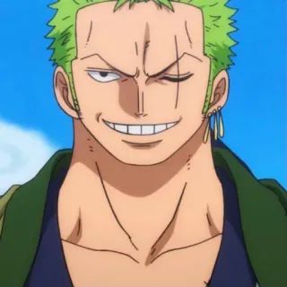 🧩 Zoro One Piece Anime, Spadaccino, Pirata, Capelli verdi, Cicatriz telegram sticker