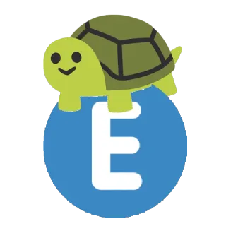 🐢 tartaruga, animale, lettera E, blu, verde telegram sticker
