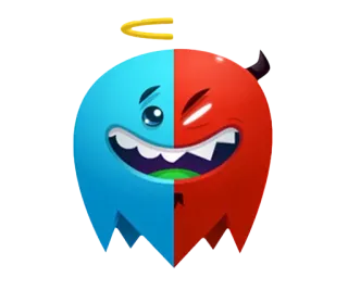 😇 anioł, diabeł, kreskówka, potwór, dobry, zły, postać telegram sticker