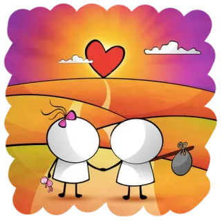 🌅 cinta, pasangan, hati, kartun, imut, persahabatan telegram sticker