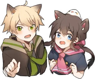 🙂 Аниме, Кошачьи ушки, Каваий, Милый, Персонажи telegram sticker