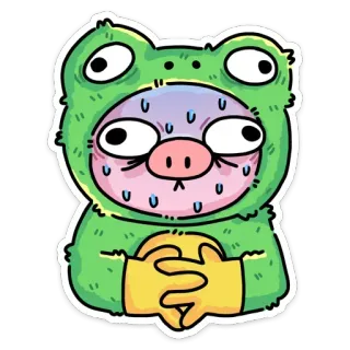 😰 frog, cartoon, sweating, anxious, illustration, character, funny telegram sticker
