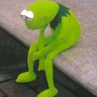 ☹️ Kermit Kermit the Frog, sad, depressed, lonely, muppet, meme telegram sticker