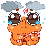 ❄️ weinen, traurig, Zuckerstange, Wolke, Tränen, Cartoon, emotional telegram sticker