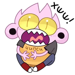 😬 Хее! monster, cartoon, character, cute, fun, whimsical telegram sticker