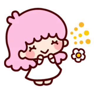 😊 cute, cartoon, kawaii, pink, flower, girl telegram sticker