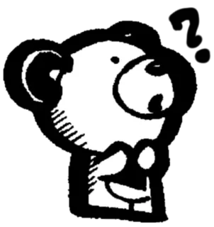 ❓ oso, animal, pregunta, dibujo animado, sticker, pensativo telegram sticker