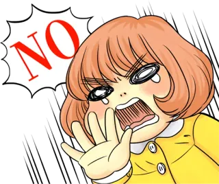 😭 NO Anime, No, Enojado, Chica, Rechazo whatsapp sticker