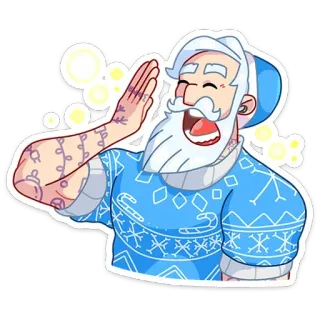😴 สติกเกอร์, ซานต้า, ฮิปสเตอร์, รอยสัก, คริสต์มาส, การ์ตูน telegram sticker