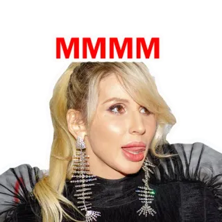 😃 MMMMM женщина, блондинка, язык, выражение whatsapp sticker
