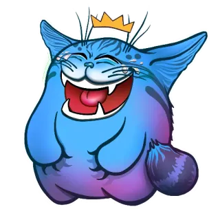 😅 cat, laughing, crown, animal, sticker, happy whatsapp sticker