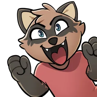 😁 guaxinim, desenho animado, animal, fofo, alegre, feliz, mamífero telegram sticker