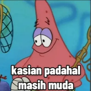😀 Patrick Star SpongeBob SquarePants kasian padahal masih muda patrick star, spongebob, cartoon, lustig, meme telegram sticker