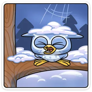 🌳 owl, snow, winter, cartoon, bird, cold telegram sticker